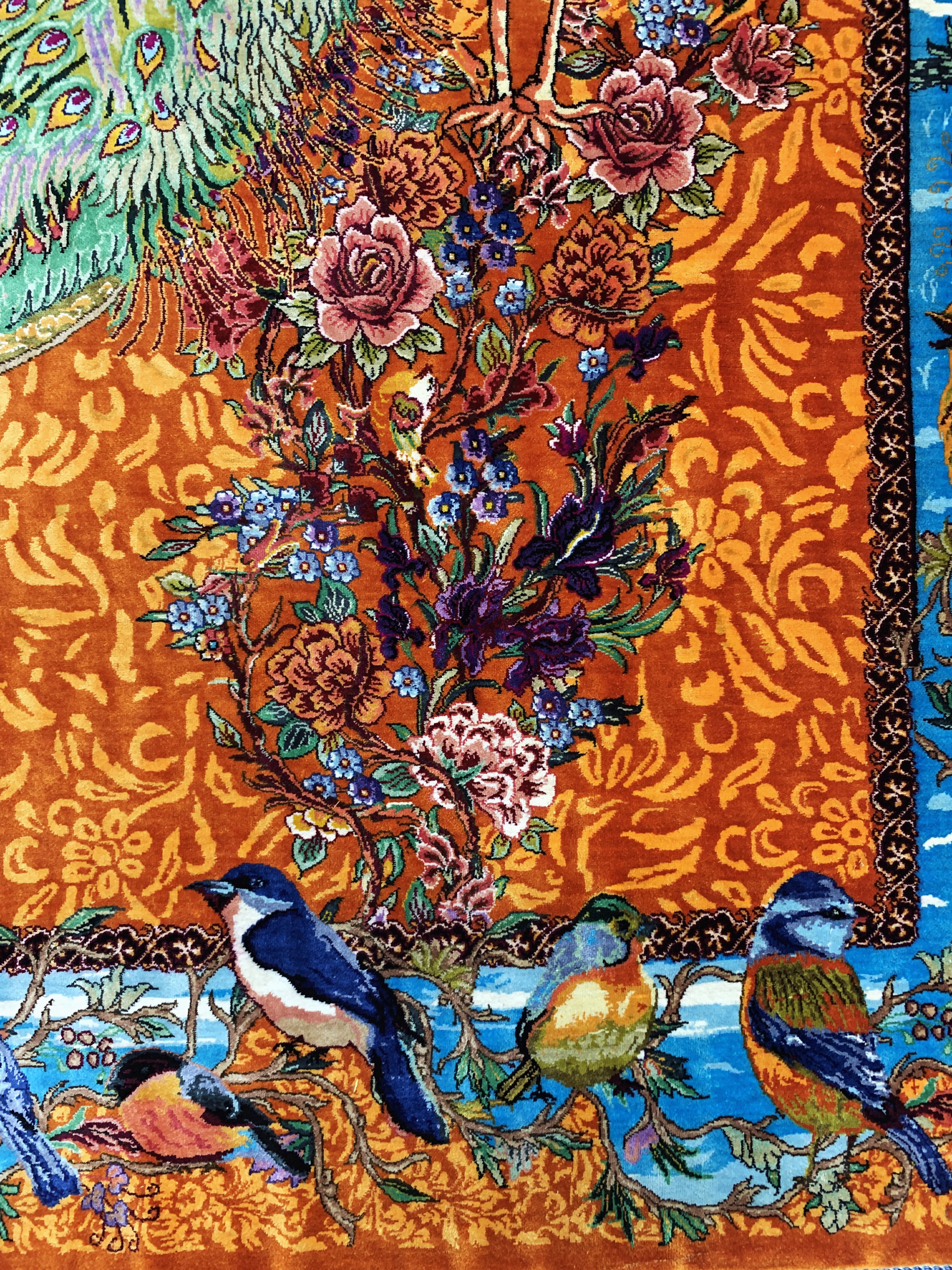 Detail g: Ghom Seide fein signiert, Persien, ca. 20 Jahre, reine Naturseide, ca. 150 x 104 cm, ca.1,0 Mio. Kn/qm, (Sehr guter Zustand)