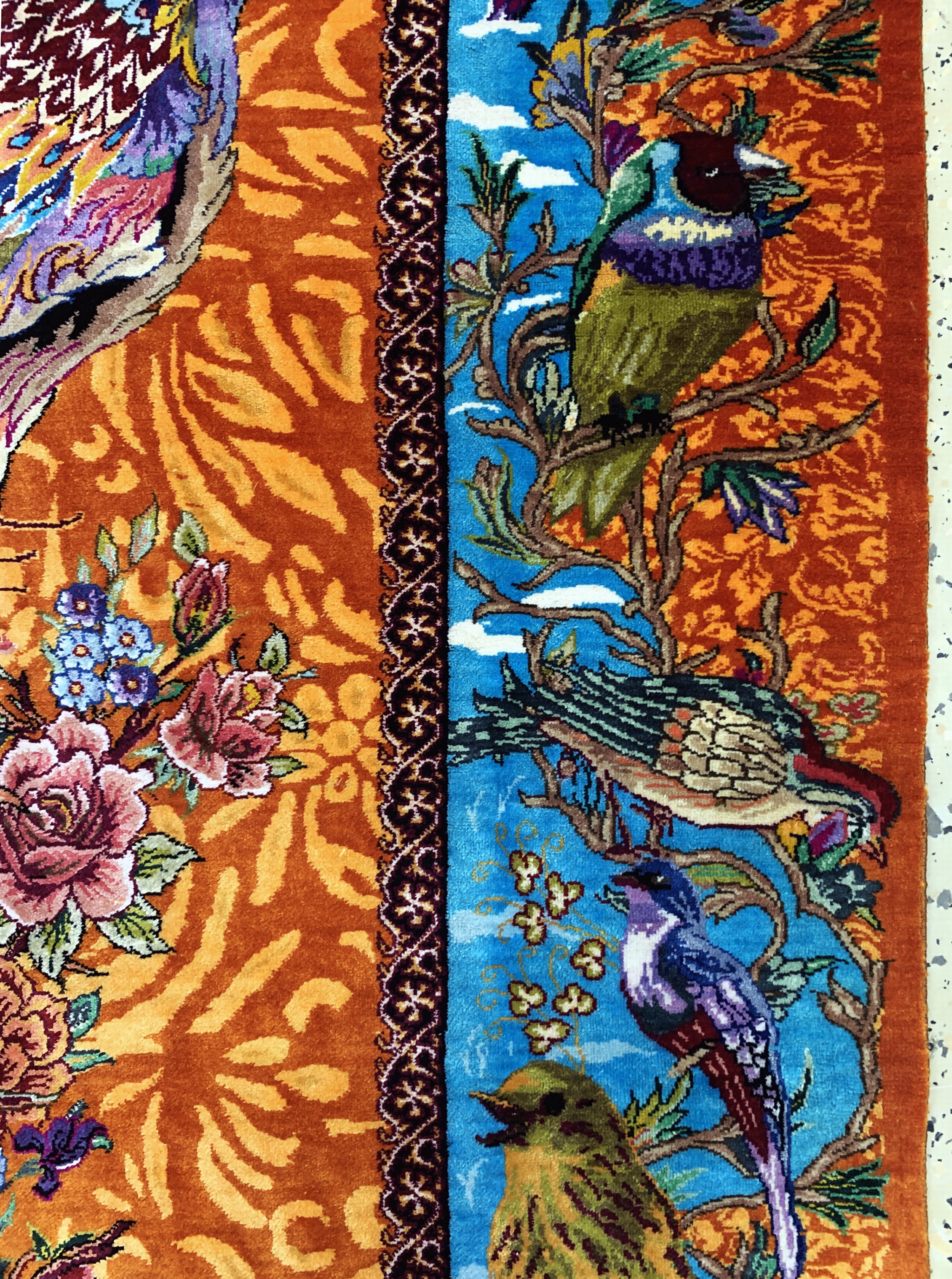 Detail i: Ghom Seide fein signiert, Persien, ca. 20 Jahre, reine Naturseide, ca. 150 x 104 cm, ca.1,0 Mio. Kn/qm, (Sehr guter Zustand)