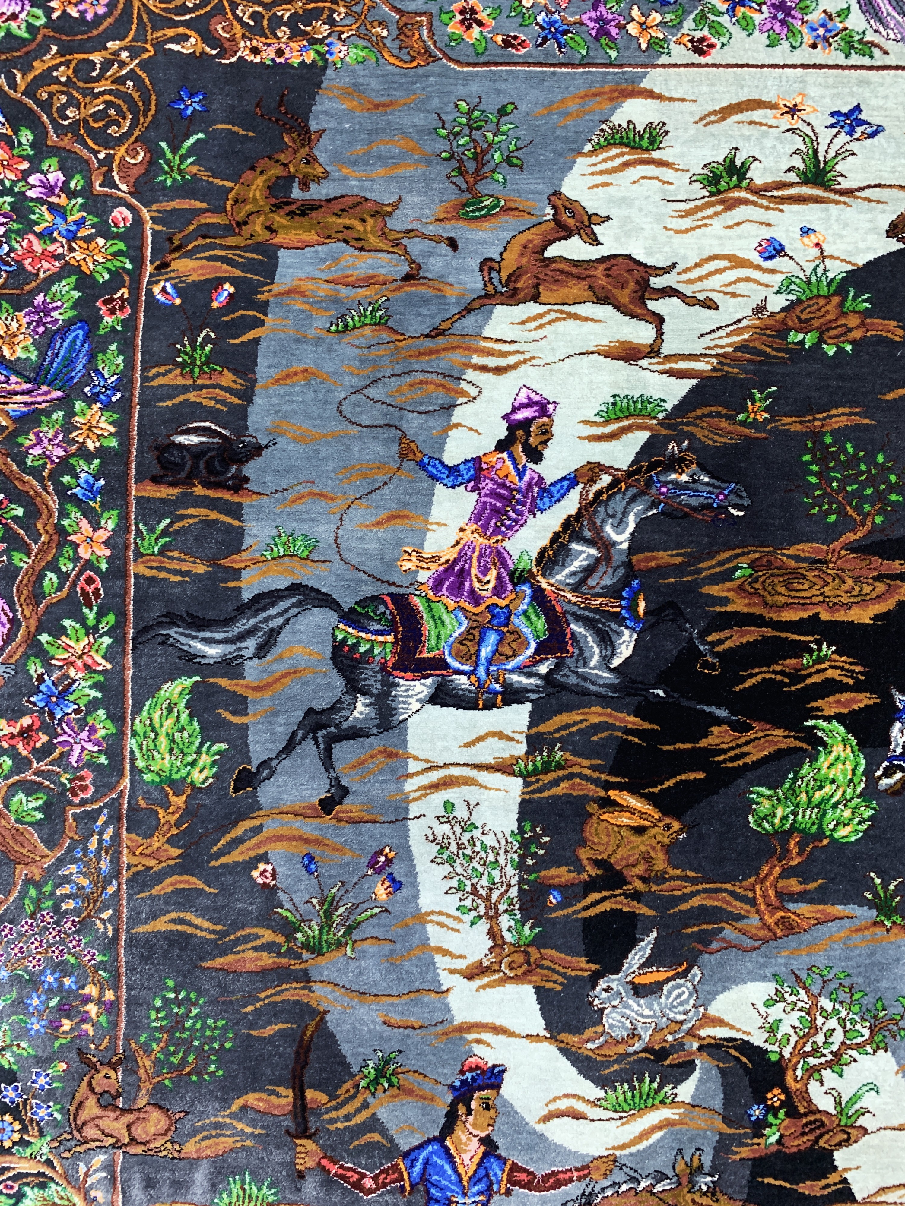 Detail e: Ghom Seide fein signiert, Persien, ca. 20 Jahre, reine Naturseide, ca. 147 x 100 cm, ca.1,0 Mio. Kn/qm, (Sehr guter Zustand)