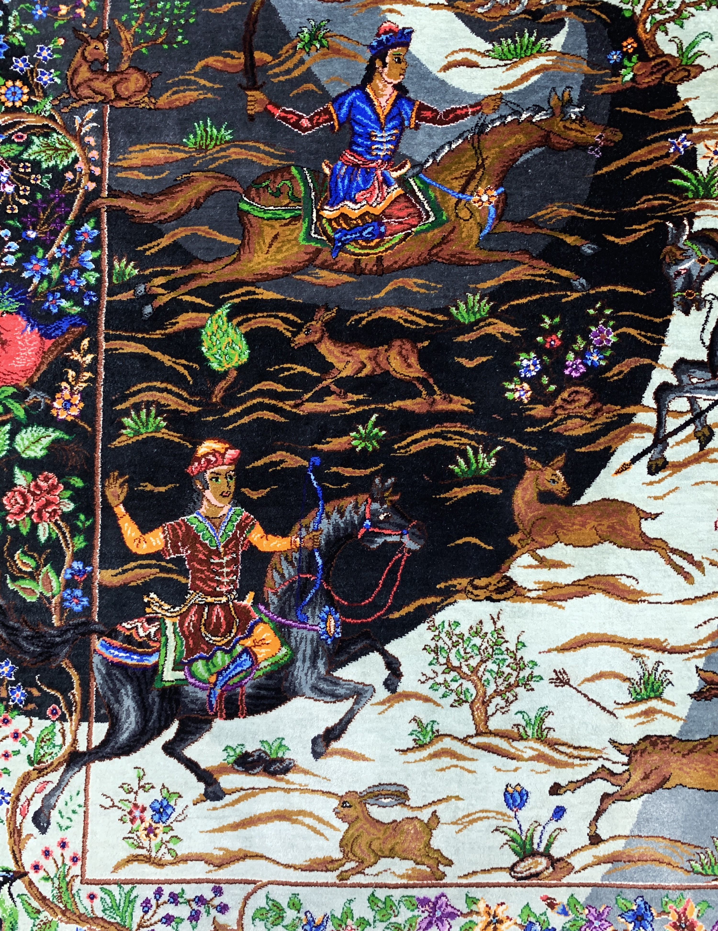 Detail g: Ghom Seide fein signiert, Persien, ca. 20 Jahre, reine Naturseide, ca. 147 x 100 cm, ca.1,0 Mio. Kn/qm, (Sehr guter Zustand)