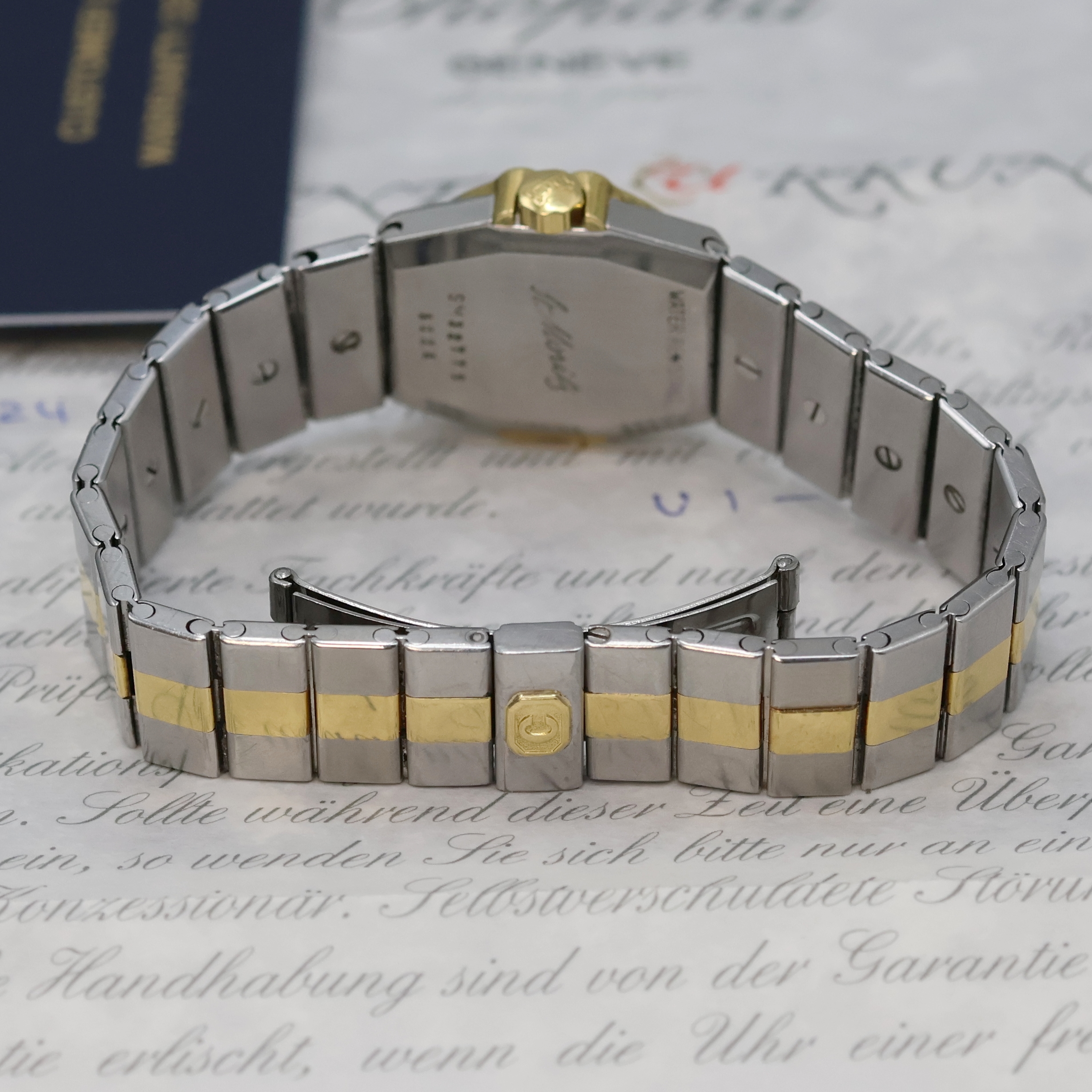 Detail c: CHOPARD Damenarmbanduhr St. Moritz Referenz 8024, quarz, Edelstahl/Gold kombiniert inkl. Gliederband m. dopp. Faltschl., Goldlünette gegen Geh. ...