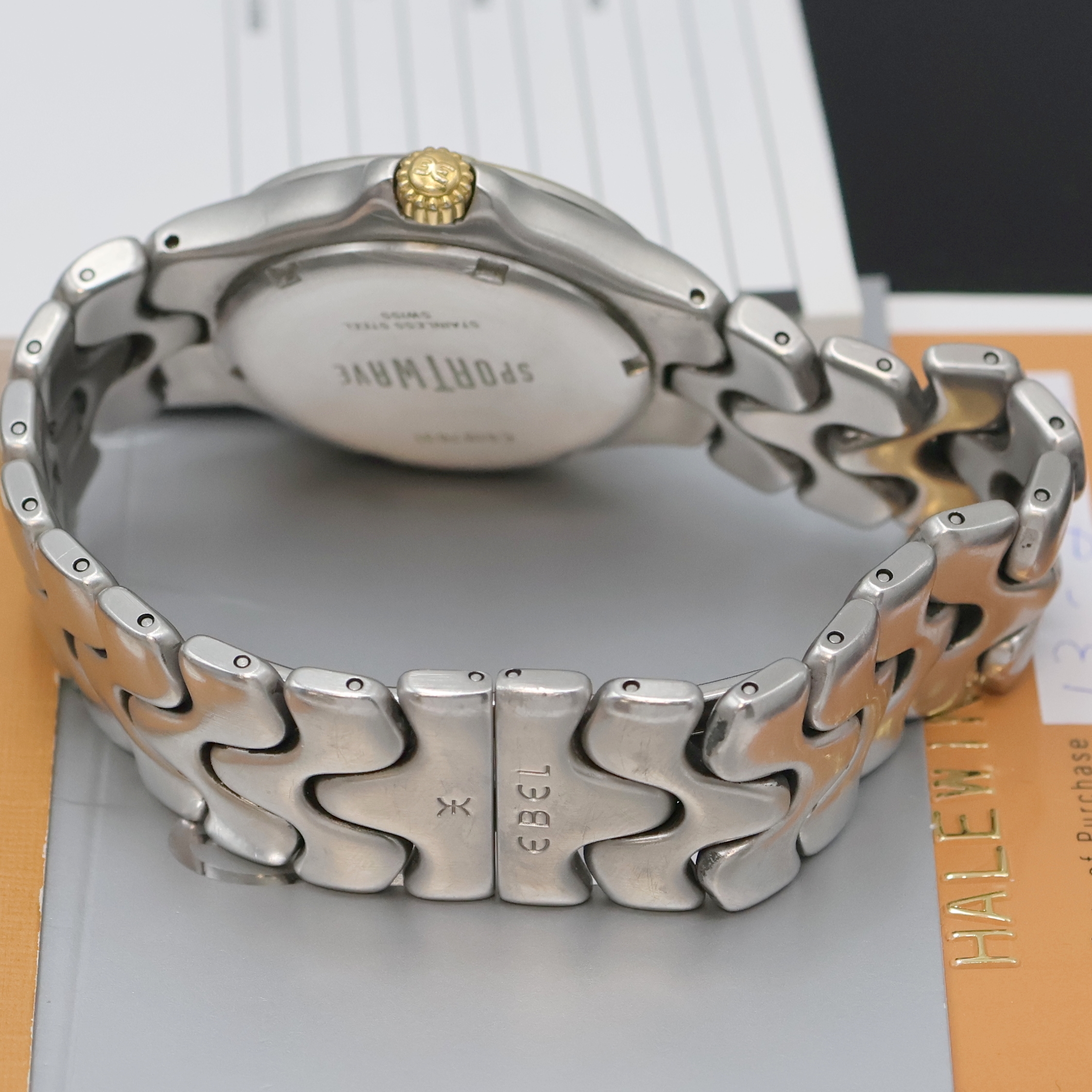 Detail c: EBEL Herrenarmbanduhr Model Sportwave Referenz 6187631, quarz, Edelstahl/Gold komb. inkl. Gliederband m. dopp. Faltschl., Boden verschr., weißes ...