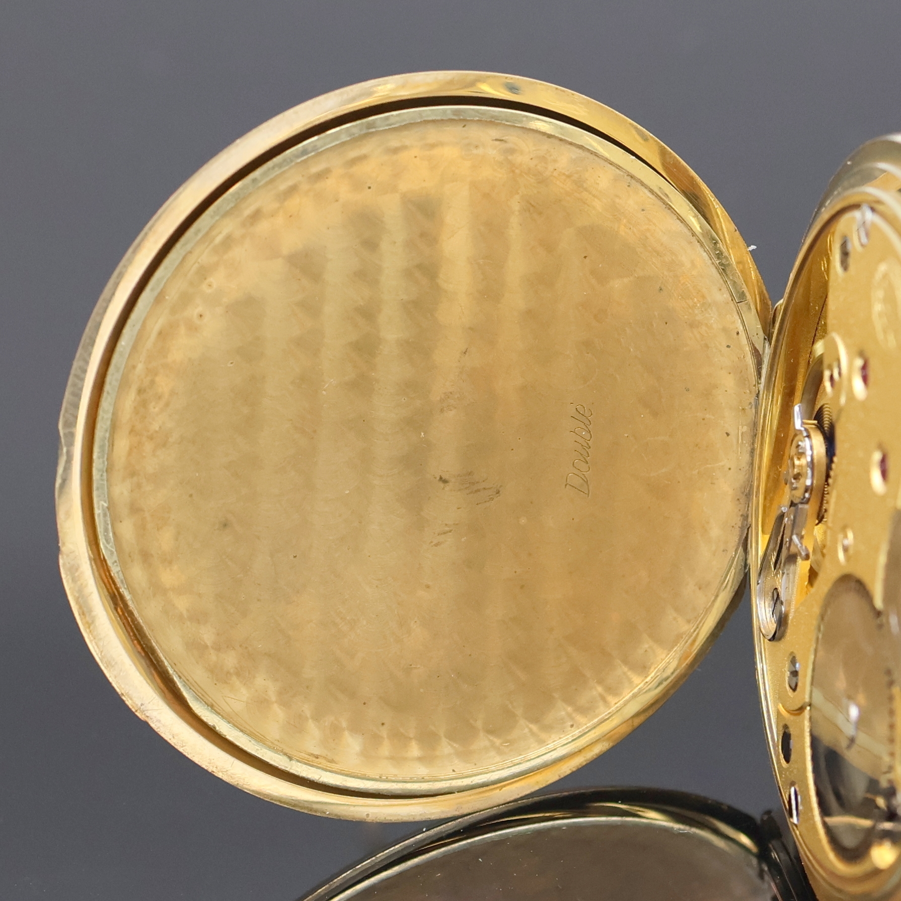 Detail f: A. LANGE & SÖHNE -OLIW- Herrensavonette in GG 585/000 an GG 750/000 Chatelaine, Deutschland um 1935, glattes 2-Deckel Goldgeh., gold. ...