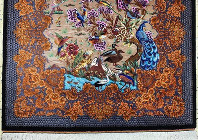 27045858b - Ghom Seide fein signiert, Persien, ca. 20 Jahre, reine Naturseide, ca. 150 x 100 cm, ...