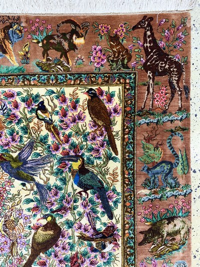 27045859d - Ghom Seide fein signiert, Persien, ca. 20 Jahre, reine Naturseide, ca. 154 x 100 cm, ...