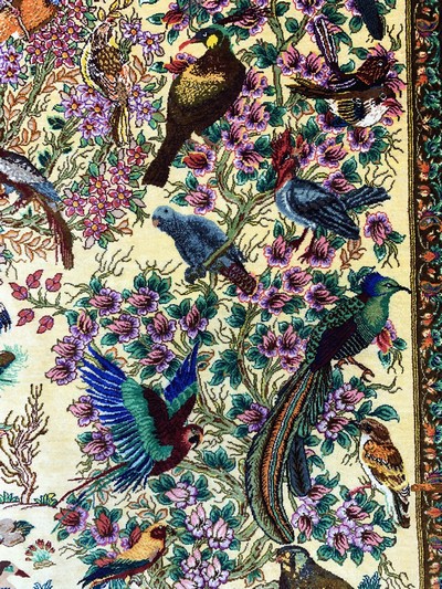 27045859f - Ghom Seide fein signiert, Persien, ca. 20 Jahre, reine Naturseide, ca. 154 x 100 cm, ...