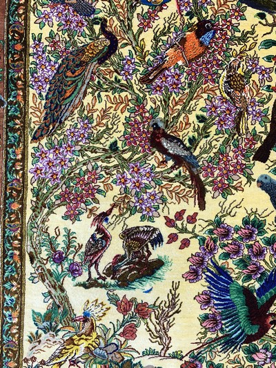 27045859g - Ghom Seide fein signiert, Persien, ca. 20 Jahre, reine Naturseide, ca. 154 x 100 cm, ...