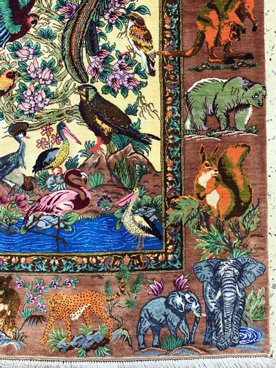 27045859h - Ghom Seide fein signiert, Persien, ca. 20 Jahre, reine Naturseide, ca. 154 x 100 cm, ...