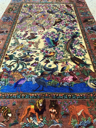 27045859k - Ghom Seide fein signiert, Persien, ca. 20 Jahre, reine Naturseide, ca. 154 x 100 cm, ...