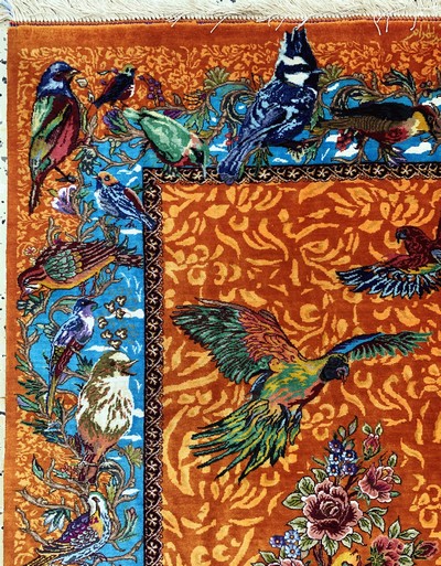 27045862f - Ghom Seide fein signiert, Persien, ca. 20 Jahre, reine Naturseide, ca. 150 x 104 cm, ...