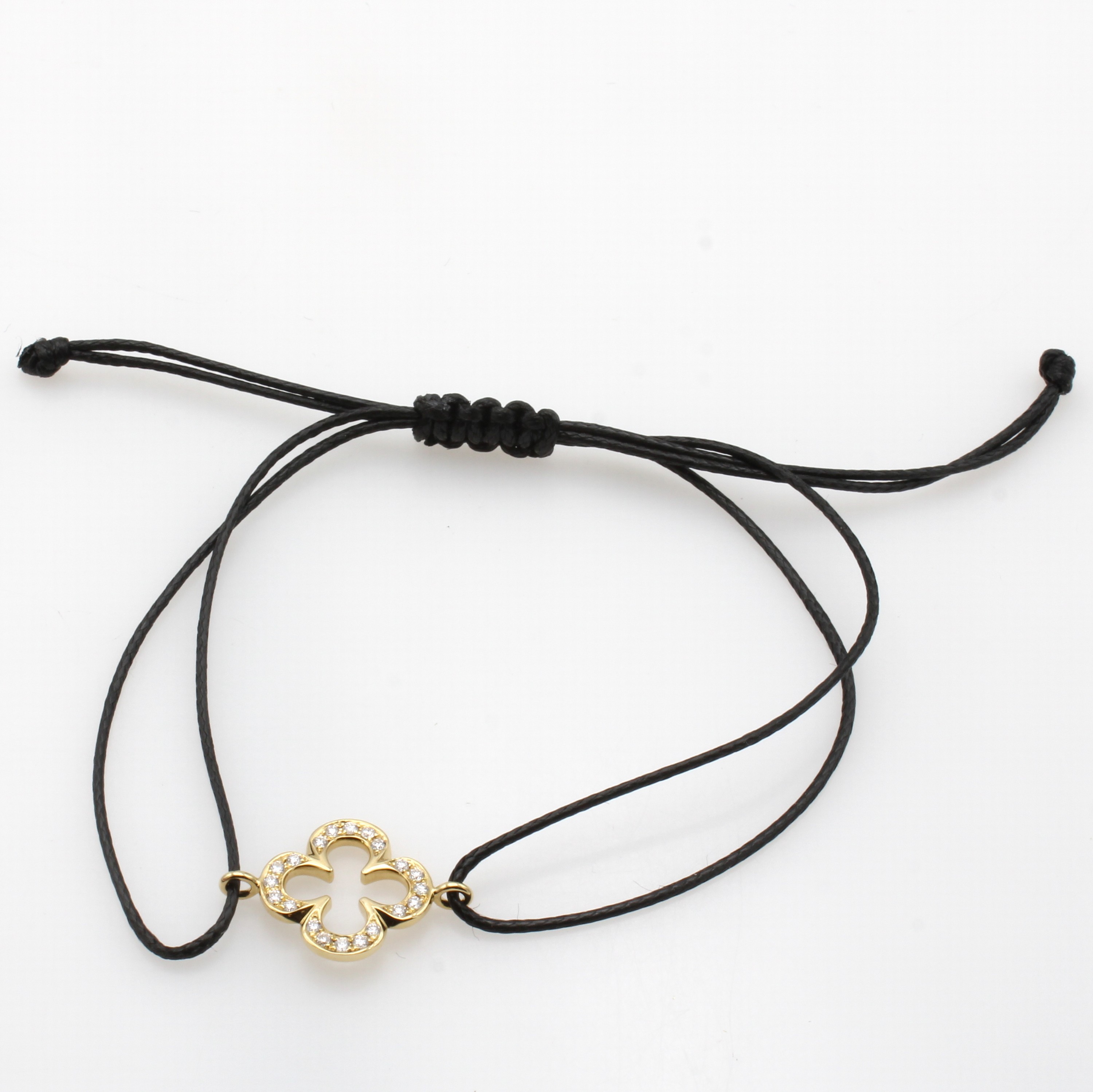 Image 27046398 - Armband aus schwarzem Stoff ´Kleeblatt´ mit Brillanten, GG 750/000, 20 Brill. zus. ca. ...