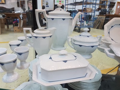 27046383a - Maria dinner service with blue scale decoration, Rosenthal, 20th century, porcelain, flag ...