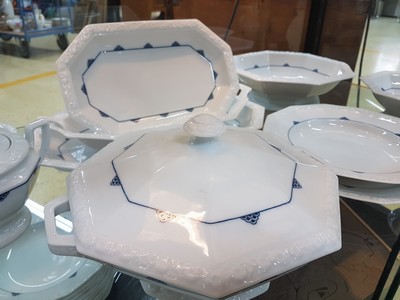 27046383b - Maria dinner service with blue scale decoration, Rosenthal, 20th century, porcelain, flag ...