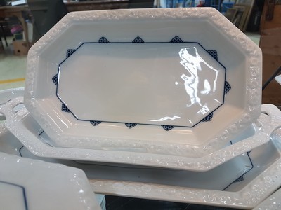 27046383e - Maria dinner service with blue scale decoration, Rosenthal, 20th century, porcelain, flag ...