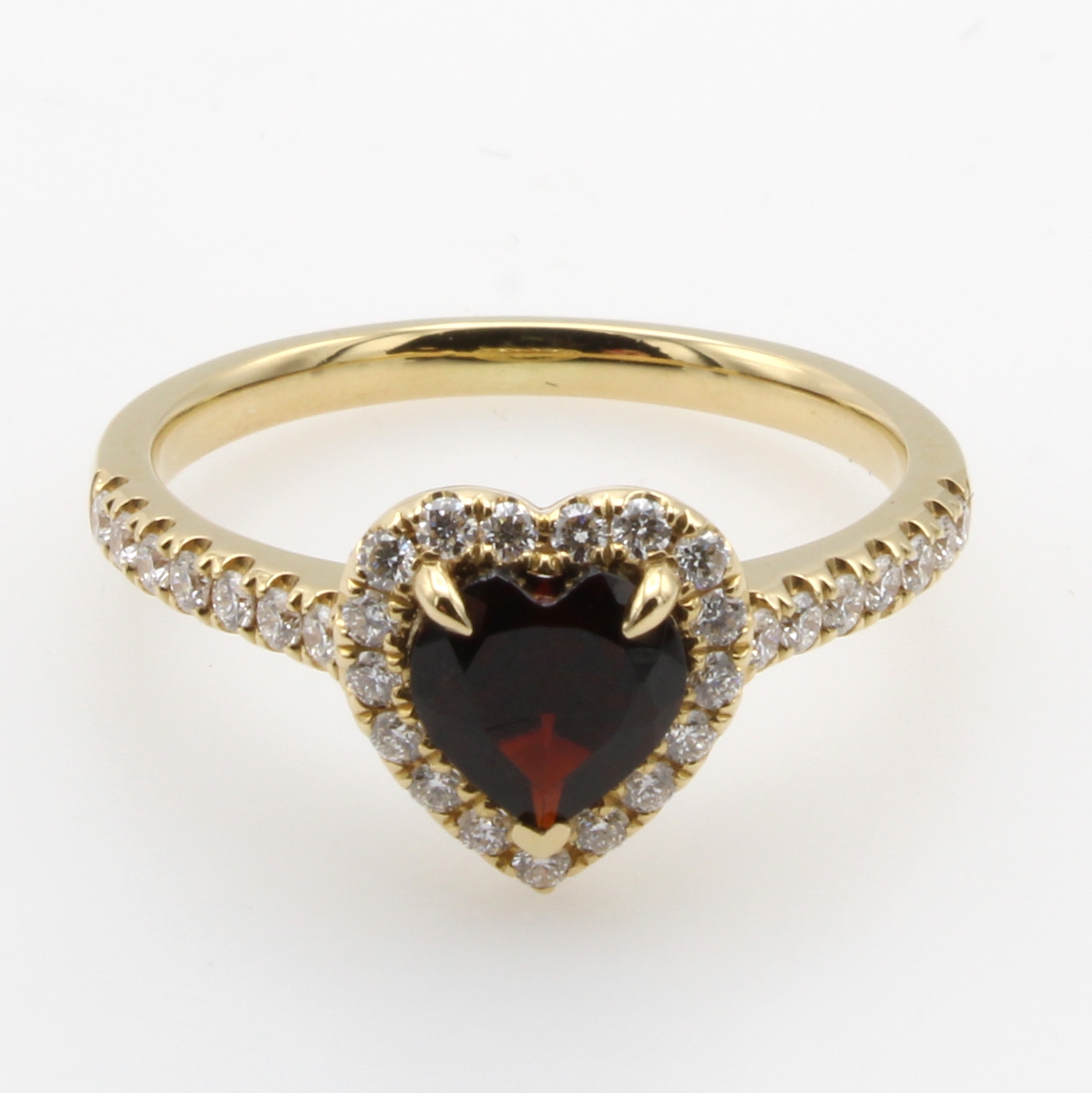 Image 27046400 - Ring mit Granat und Brillanten, GG 750/000, herzf. Granat ca. 0.91 ct, 31 Brill. zus. ...