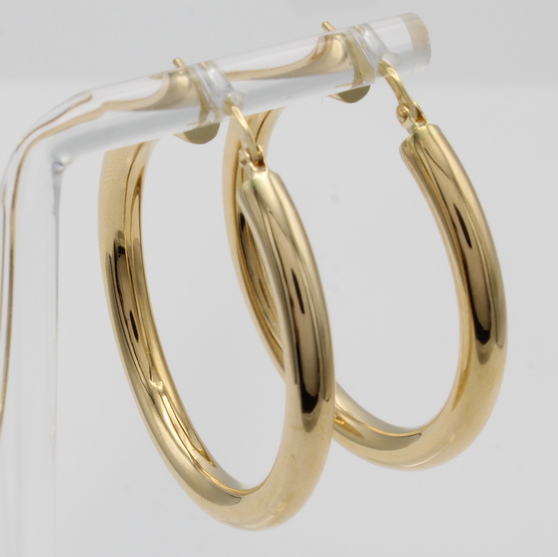 Image 27046405 - Paar Creolen, GG 750/000, B. ca. 4 mm, D. ca. 3 cm