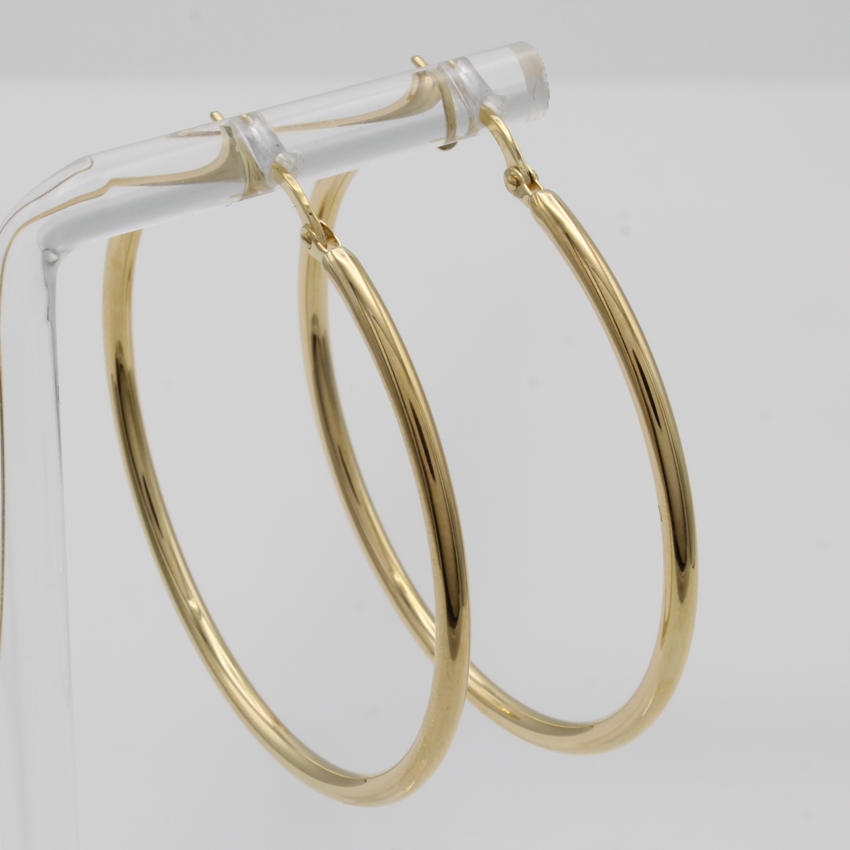 Image 27046414 - Paar Creolen, GG 750/000, B. ca. 2 mm, D. ca. 4 cm