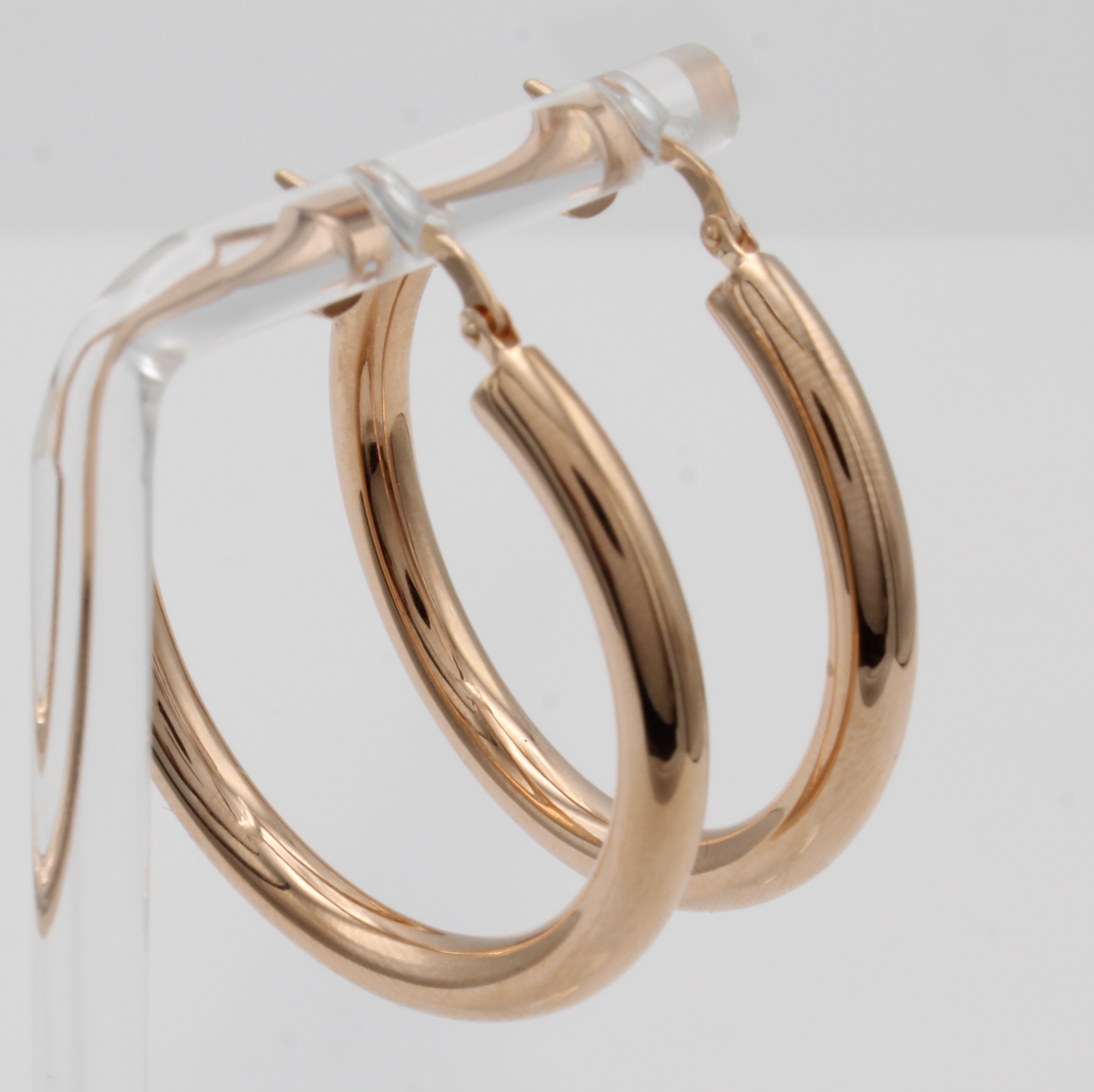 Image 27046421 - Paar Creolen, RG 750/000, B. ca. 4 mm, D. ca. 3 cm