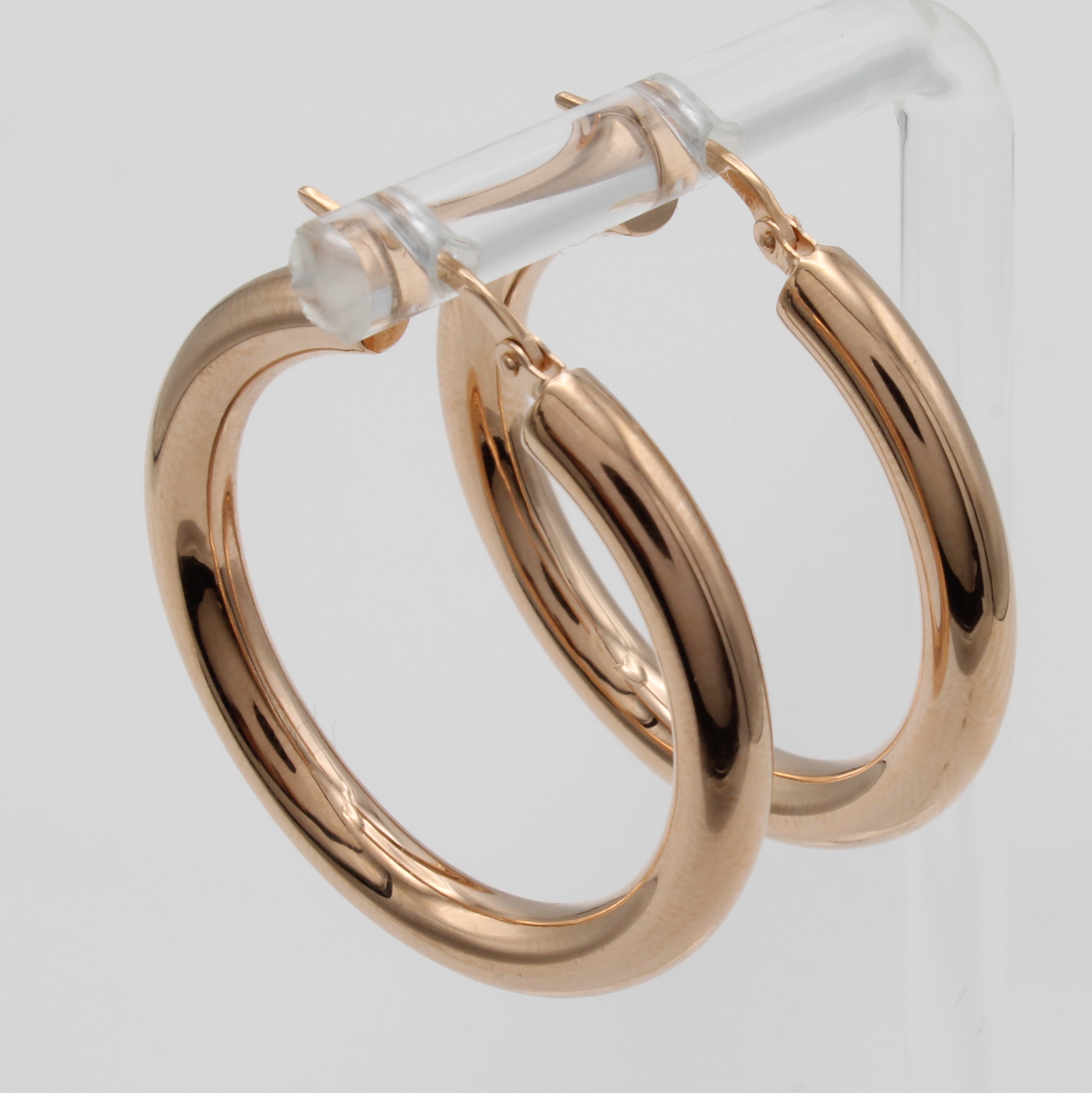 Image 27046422 - Paar Creolen, RG 750/000, B. ca. 4 mm, D. ca. 2.5 cm