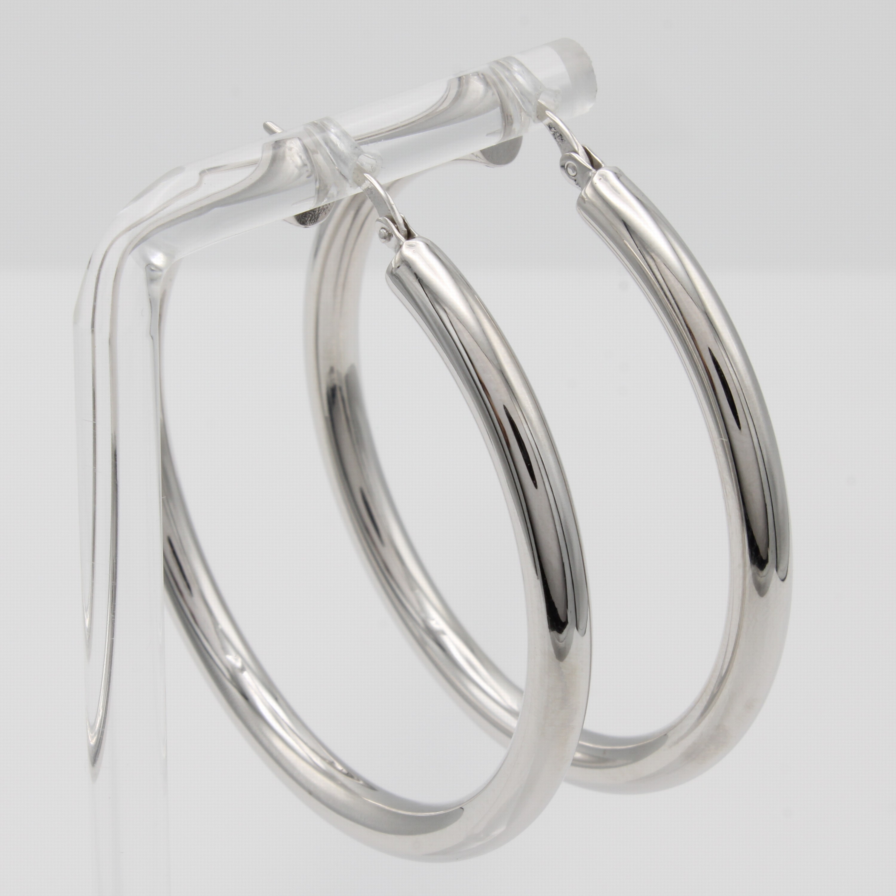 Image 27046430 - Paar Creolen, WG 750/000, B. ca. 4 mm, D. ca. 4 cm