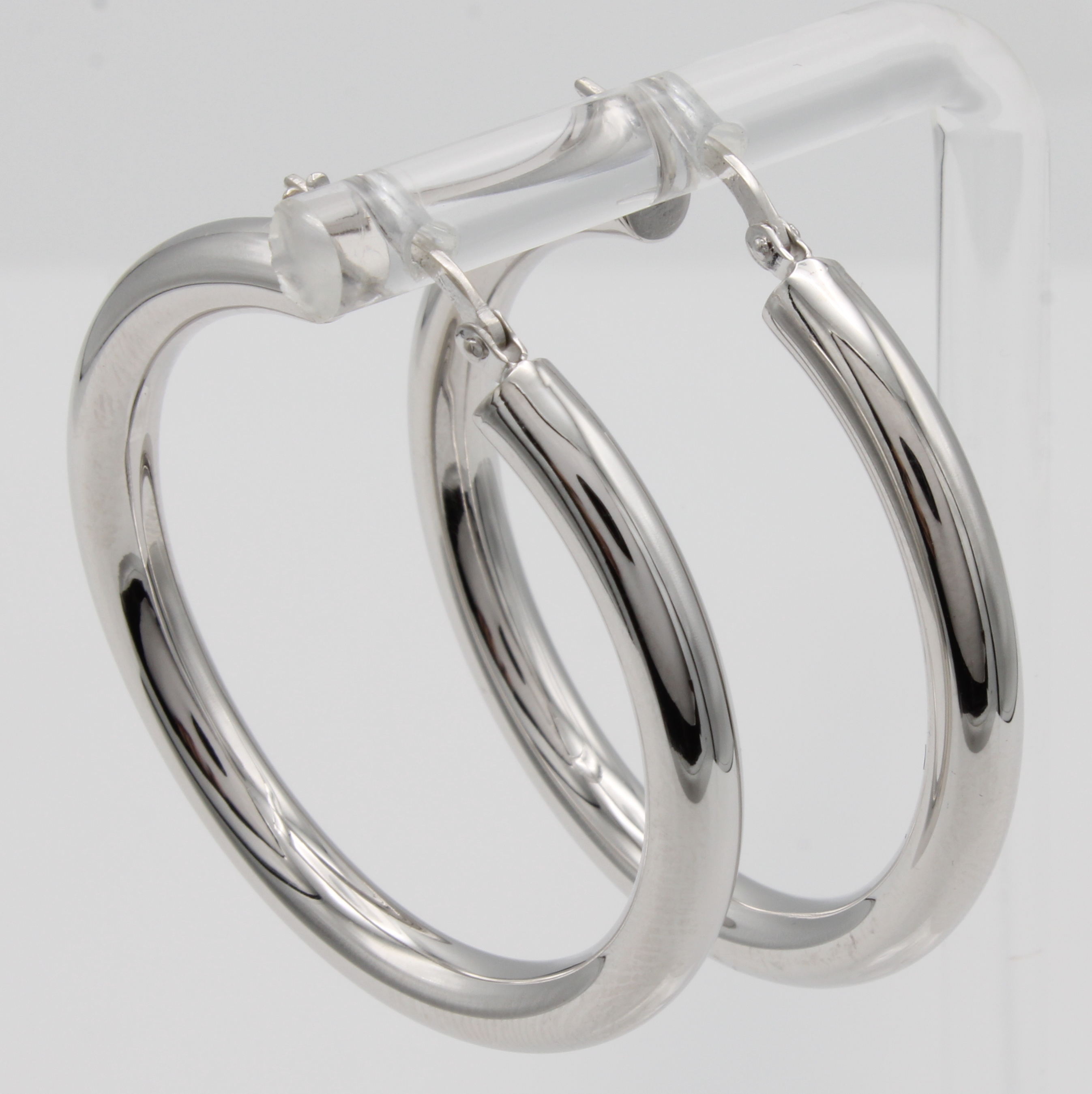 Image 27046433 - Paar Creolen, WG 750/000, B. ca. 4 mm, D. ca. 3 cm