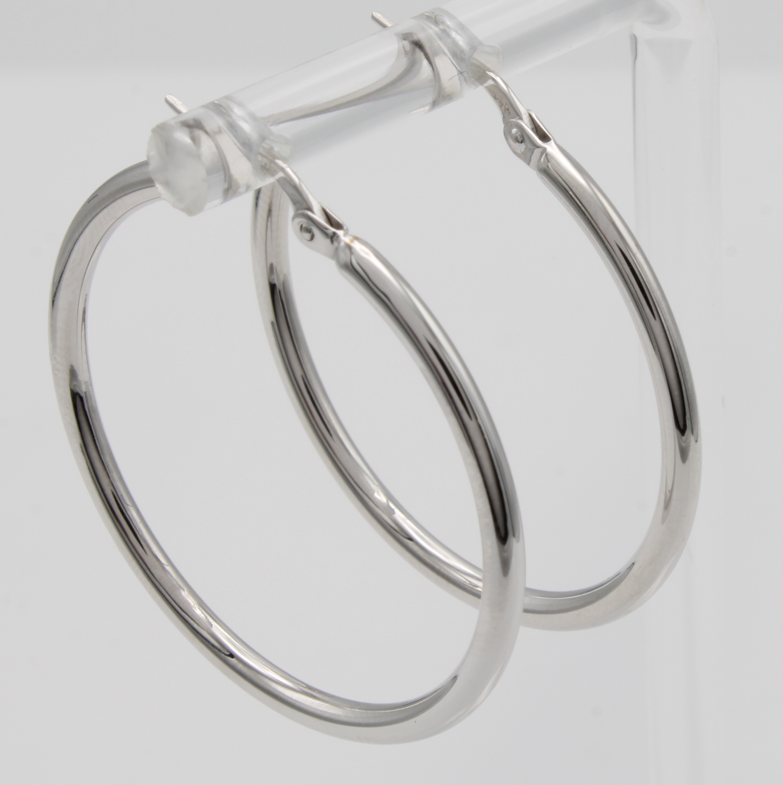 Image 27046436 - Paar Creolen, WG 750/000, B. ca. 2 mm, D. ca. 3 cm