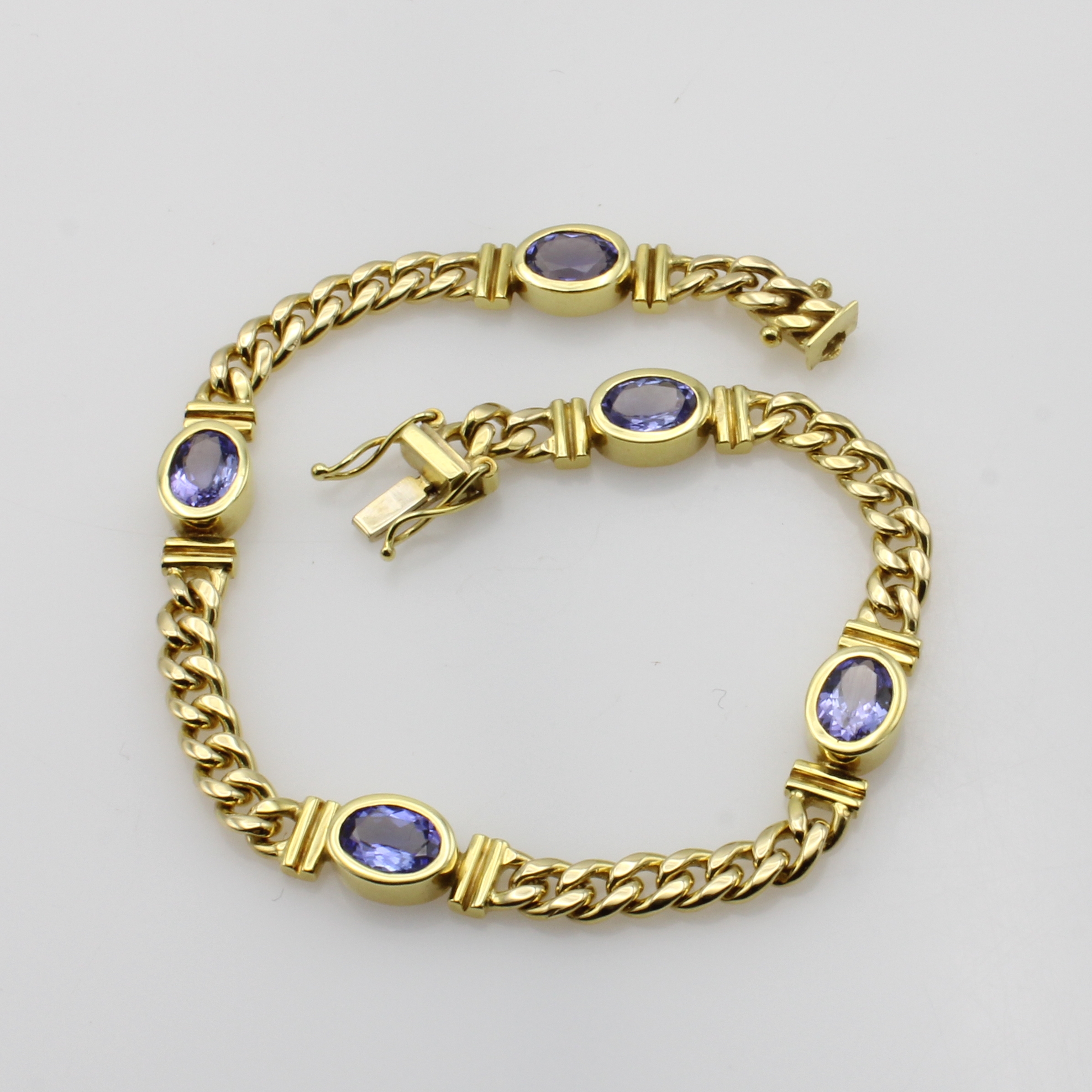 Image 27046479 - Panzerarmband mit Tansaniten, GG 750/000, ovale Tansanite zus. ca. 3.5 ct, Kastenschl. ...