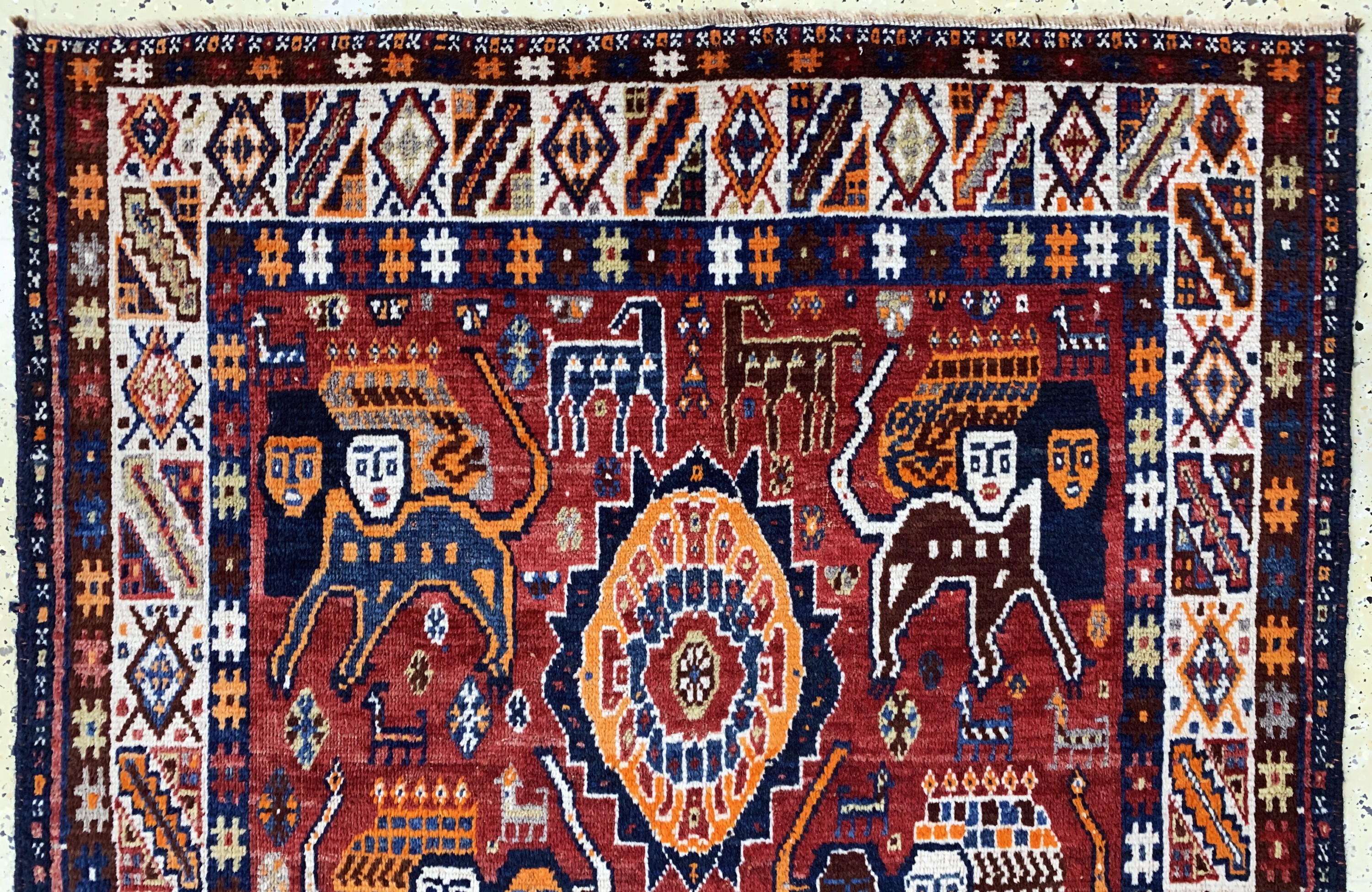 Detail a: Ghaschgai Gabbeh alt, Persien, Anfang 20.Jhd, Wolle auf Wolle, ca. 200 x 125 cm, EHZ: 2-3