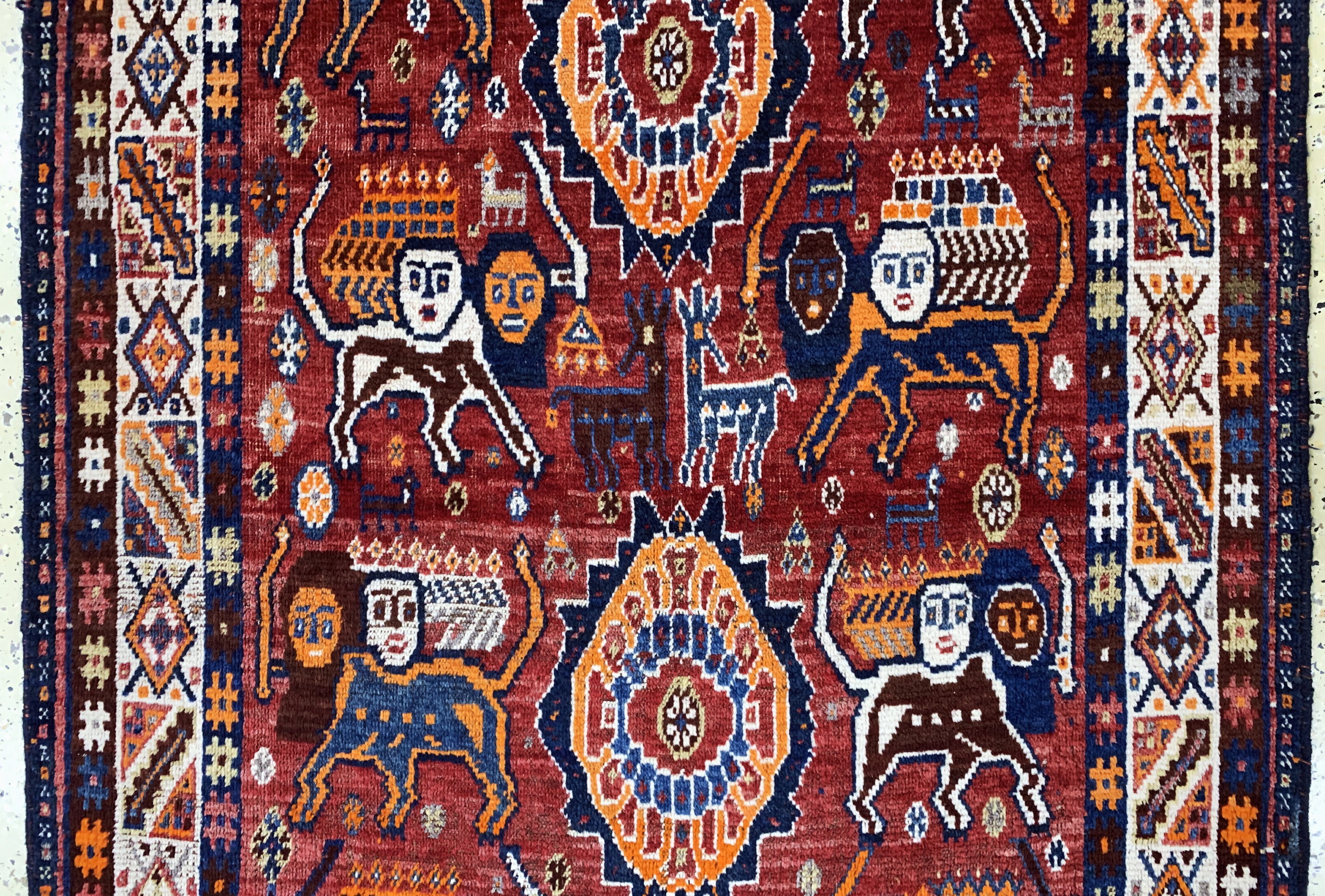 Detail b: Ghaschgai Gabbeh alt, Persien, Anfang 20.Jhd, Wolle auf Wolle, ca. 200 x 125 cm, EHZ: 2-3