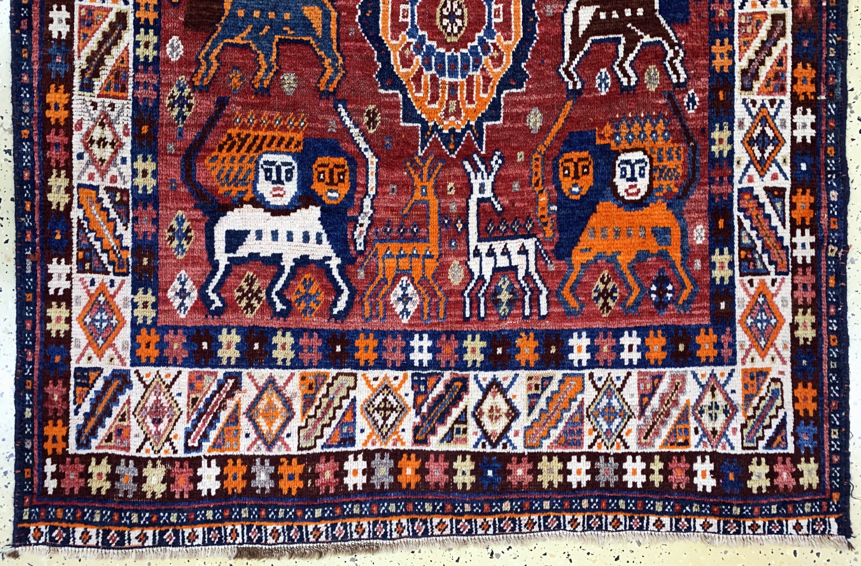 Detail c: Ghaschgai Gabbeh alt, Persien, Anfang 20.Jhd, Wolle auf Wolle, ca. 200 x 125 cm, EHZ: 2-3