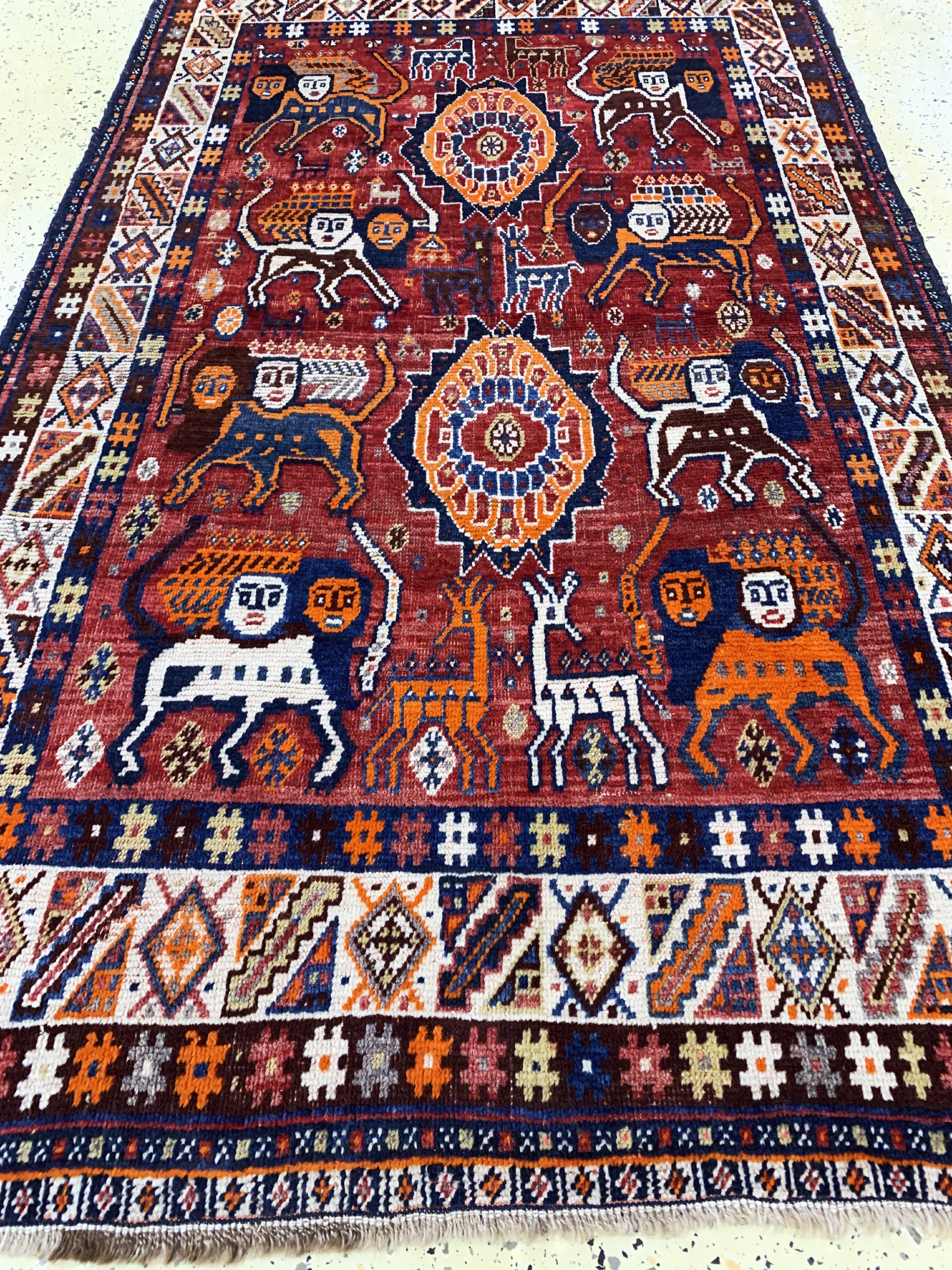 Detail d: Ghaschgai Gabbeh alt, Persien, Anfang 20.Jhd, Wolle auf Wolle, ca. 200 x 125 cm, EHZ: 2-3