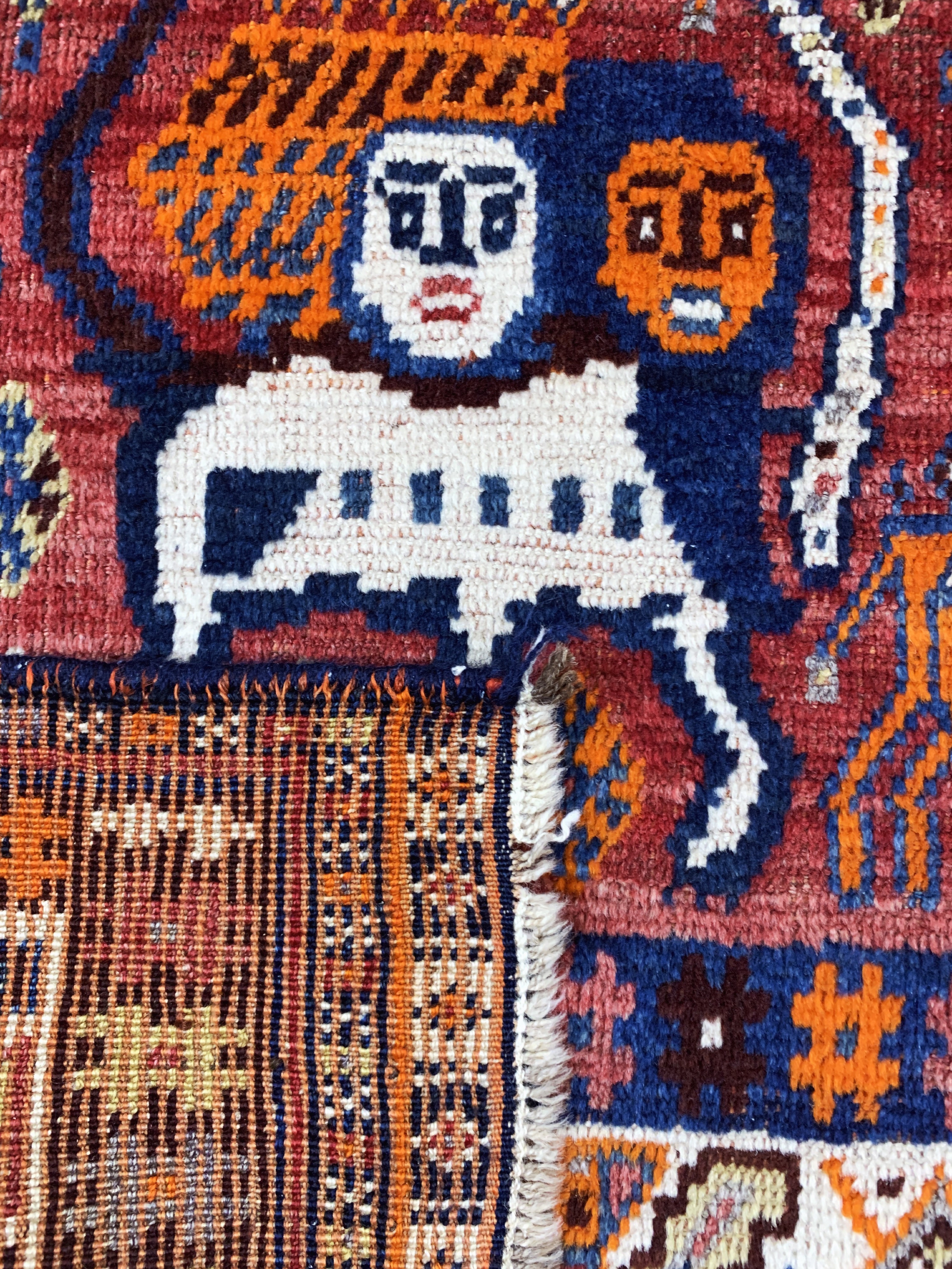 Detail e: Ghaschgai Gabbeh alt, Persien, Anfang 20.Jhd, Wolle auf Wolle, ca. 200 x 125 cm, EHZ: 2-3