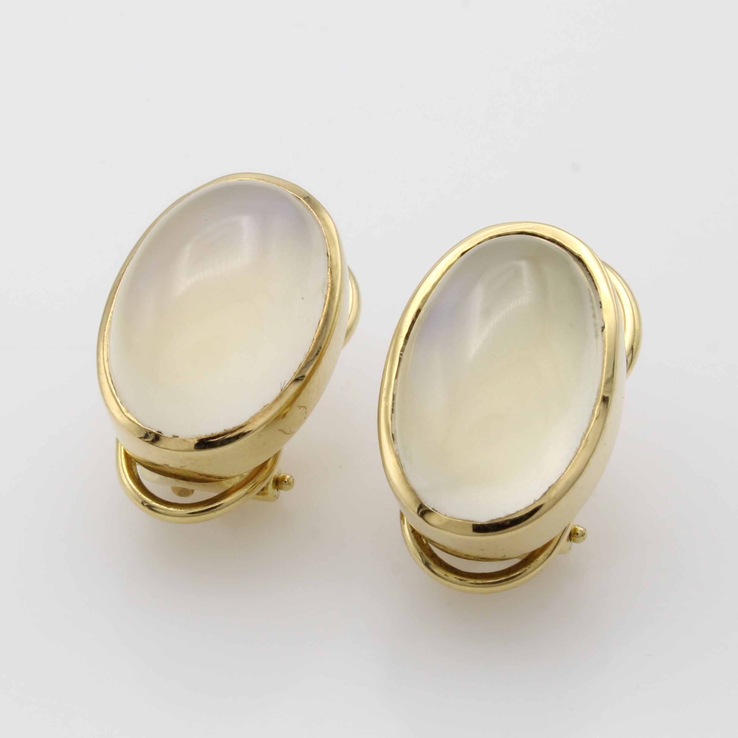 Image 27046491 - Paar Ohrstecker mit Mondsteinen, GG 750/000, 2 ovale Mondsteine zus. ca. 14.5 ct, m. ...