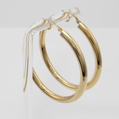 Image Paar Creolen, GG 750/000, B. ca. 4 mm, D. ca. 4 cm