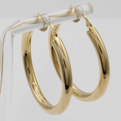 Image Paar Creolen, GG 750/000, B. ca. 4 mm, D. ca. 3 cm