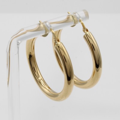 Image Paar Creolen, GG 750/000, B. ca. 4 mm, D. ca. 2.5 cm