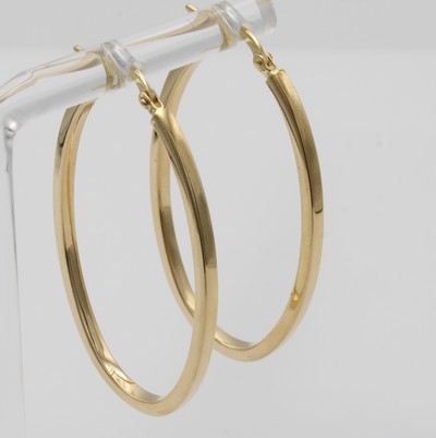 Image Paar ovale Creolen, GG 750/000, M. ca. 4x3.5 cm