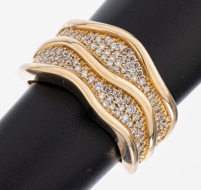 Image 14 kt Gold Brillant-Ring, GG 585/000, 106 Brillanten zus. ca. 0.60 ct Weiß/vs-si, RW ...