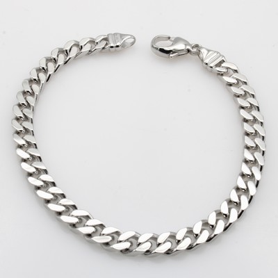 27046478a - Massives Panzerarmband, WG 585/000, B. ca. 6 mm, Karabinerschl., L. ca. 21 cm