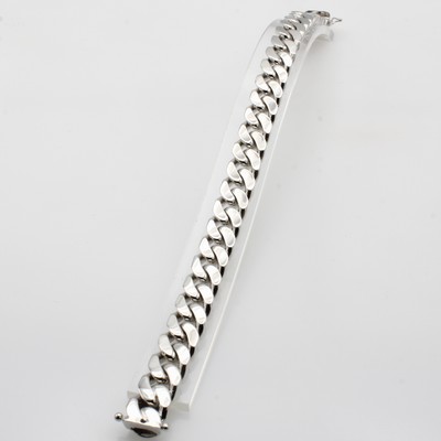 Image Massives Panzerarmband, WG 585/000, B. ca. 8 mm, Kastenschl. m. Sicherheitsachten, L. ...