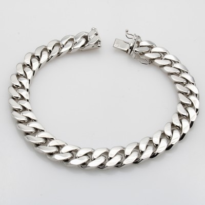 27046481a - Massives Panzerarmband, WG 585/000, B. ca. 8 mm, Kastenschl. m. Sicherheitsachten, L. ...