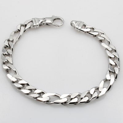 27046483a - Massives Armband im Figaro Design, WG 585/ 000, B. ca. 8 mm, Karabinerschl., L. ca. 22 cm