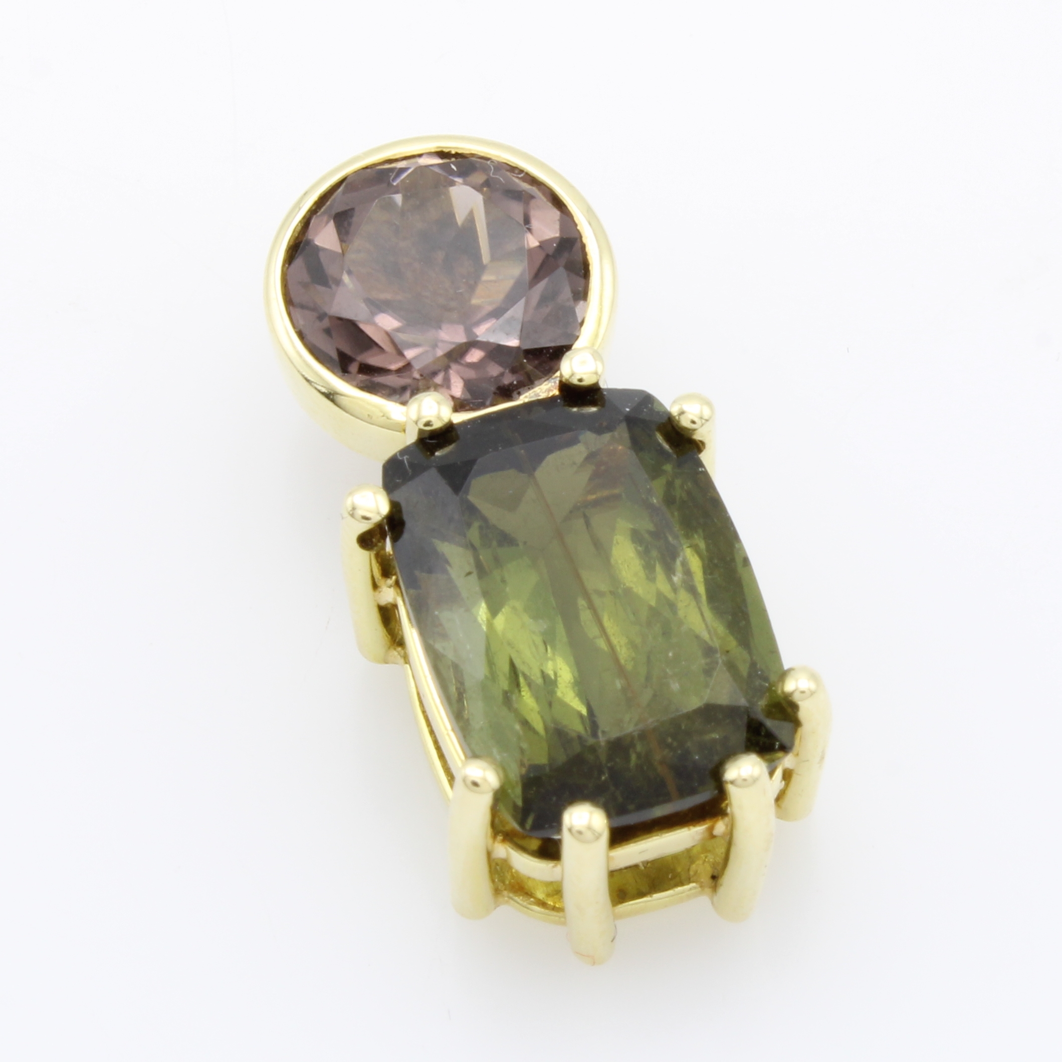 Image 27046506 - Anhänger mit Turmalinen, GG 585/000, grüner u. brauner Turmalin zus. ca. 11.9 ct, ...