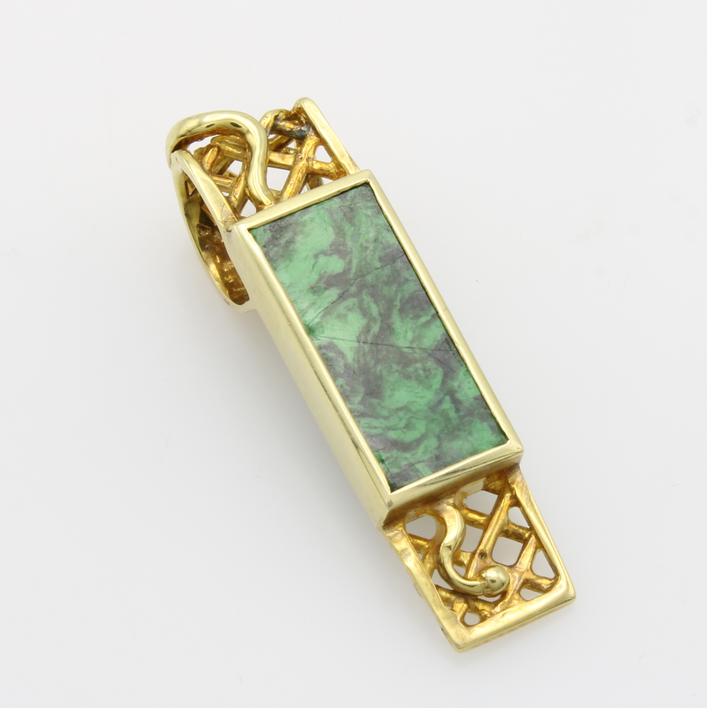 Image 27046507 - Anhänger mit Chloromelanit, GG 585/000, z.T. durchbrochen gearb., rechteckiger ...