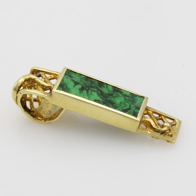 27046507a - Anhänger mit Chloromelanit, GG 585/000, z.T. durchbrochen gearb., rechteckiger ...