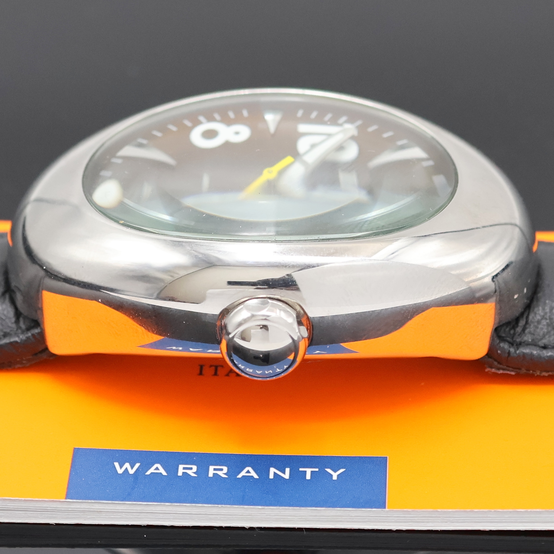 Detail d: LOCMAN Nuovo Herrenarmbanduhr Referenz 018, Italien um 2010, Automatik, Edelstahlgeh. inkl. orig. Lederband m. Dornschl., Boden 4- fach verschr., ...