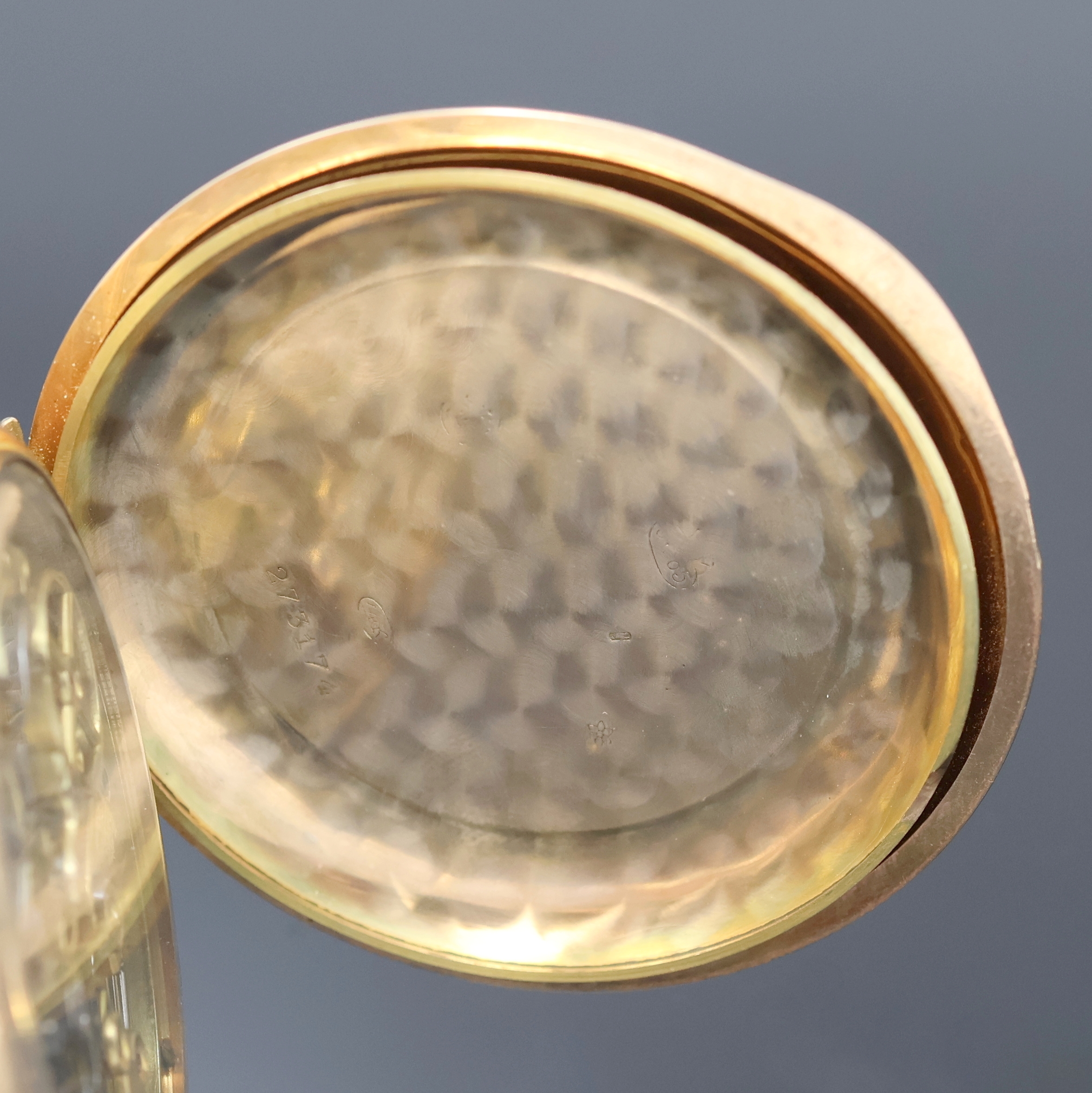 Detail f: AUDEMARS FRERES große Herrensavonette mit 1/4-Repetition und Chronograph in RG 585/000, Schweiz um 1910, glattes 3-Deckel-Goldgeh. dell., ...