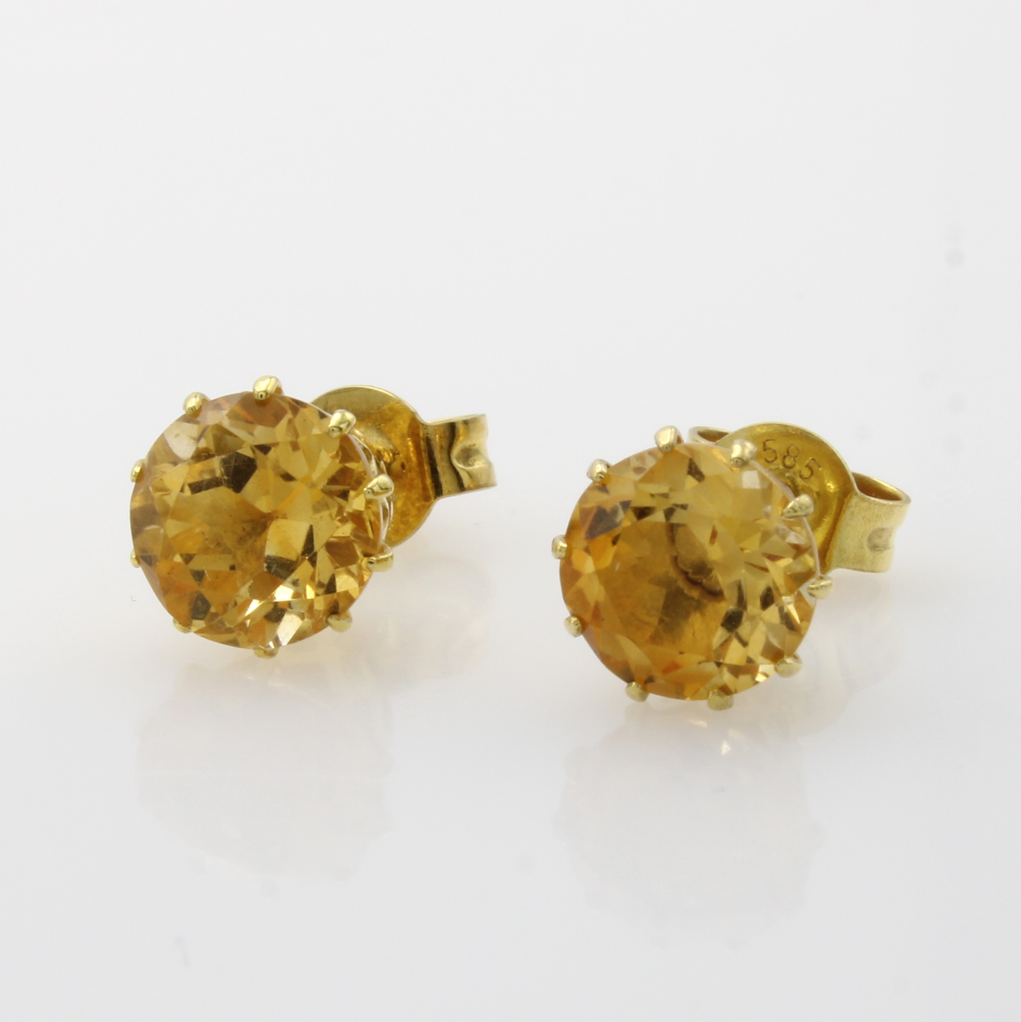 Image 27047025 - Paar Ohrstecker mit Citrinen, GG 585/000, 2 Citrine in Krappenfassungen zus. ca. 2.15 ct ...