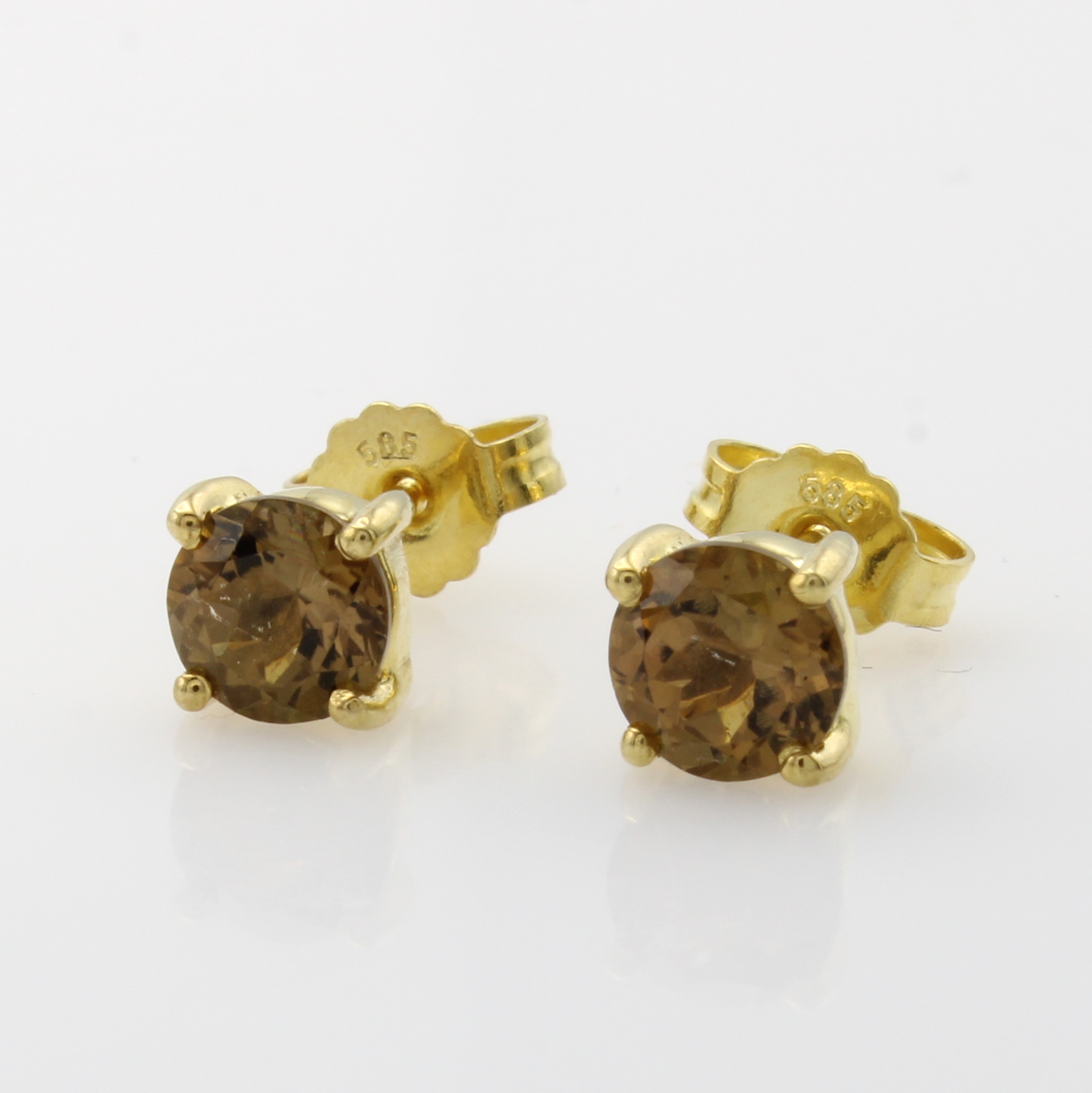 Image 27047028 - Paar Ohrstecker mit Turmalinen, GG 585/000, 2 grün-braune Turmaline in Krappenfassungen ...