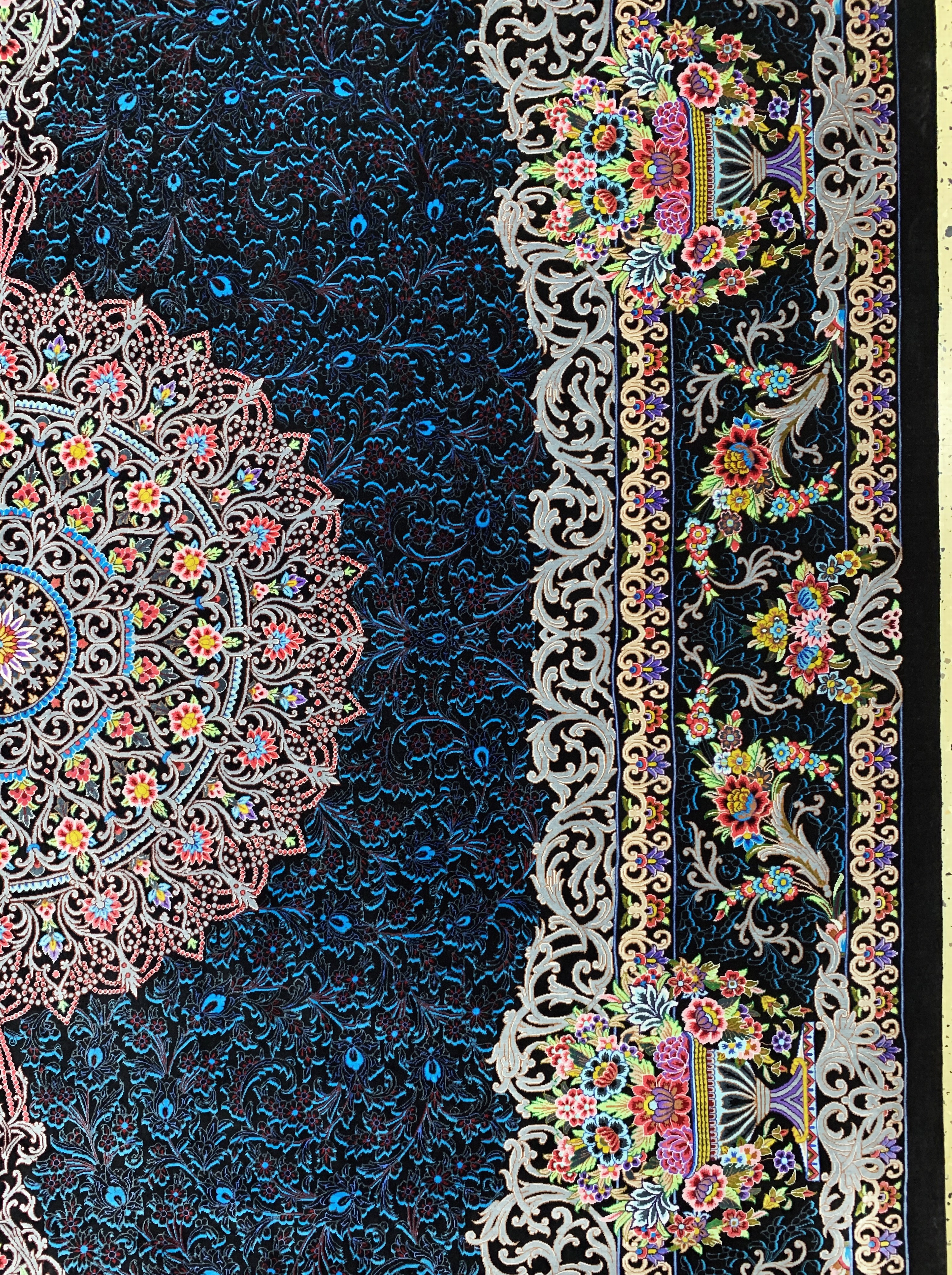 Detail f: Ghom Seide fein signiert, Persien, ca. 20 Jahre, reine Naturseide, ca. 303 x 199 cm, ca.1,0 Mio. Kn/qm, (sehr guter Zustand)